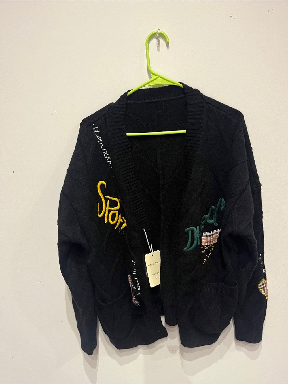 NWT Black EBOSSY Embroidered Cardigan Jacket